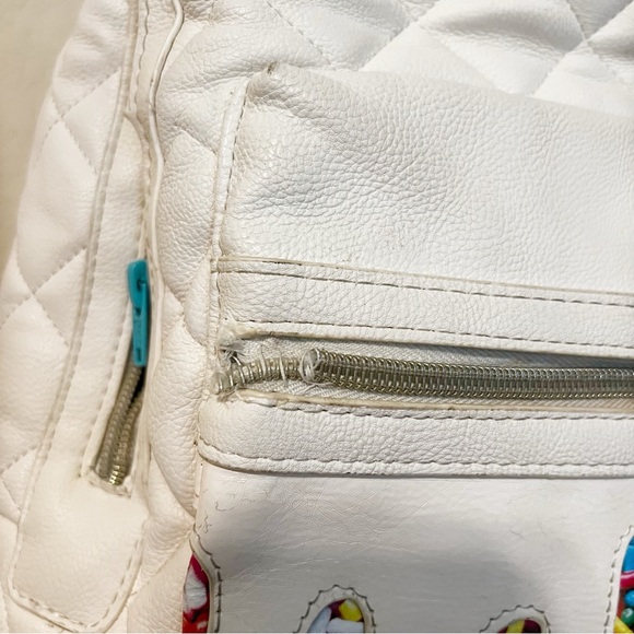 Betsey Johnson White Quilted sprinkle Drip Vegan Leather Backpack - Picture 4 of 10